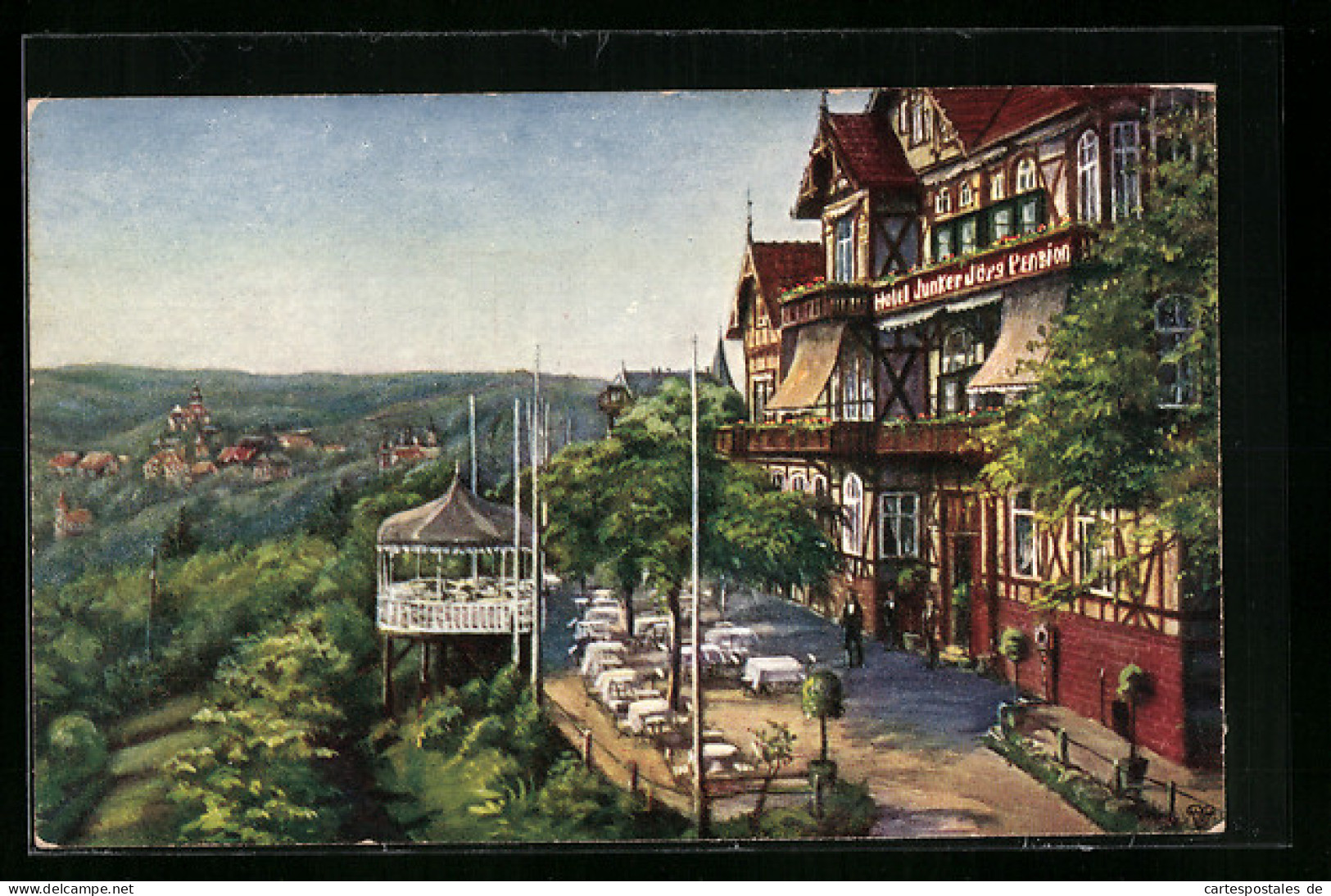 AK Eisenach, Hotel Pension Junker Jörg Auf Dem Hainstein, Mit Terrasse Und Ortsblick  - Eisenach