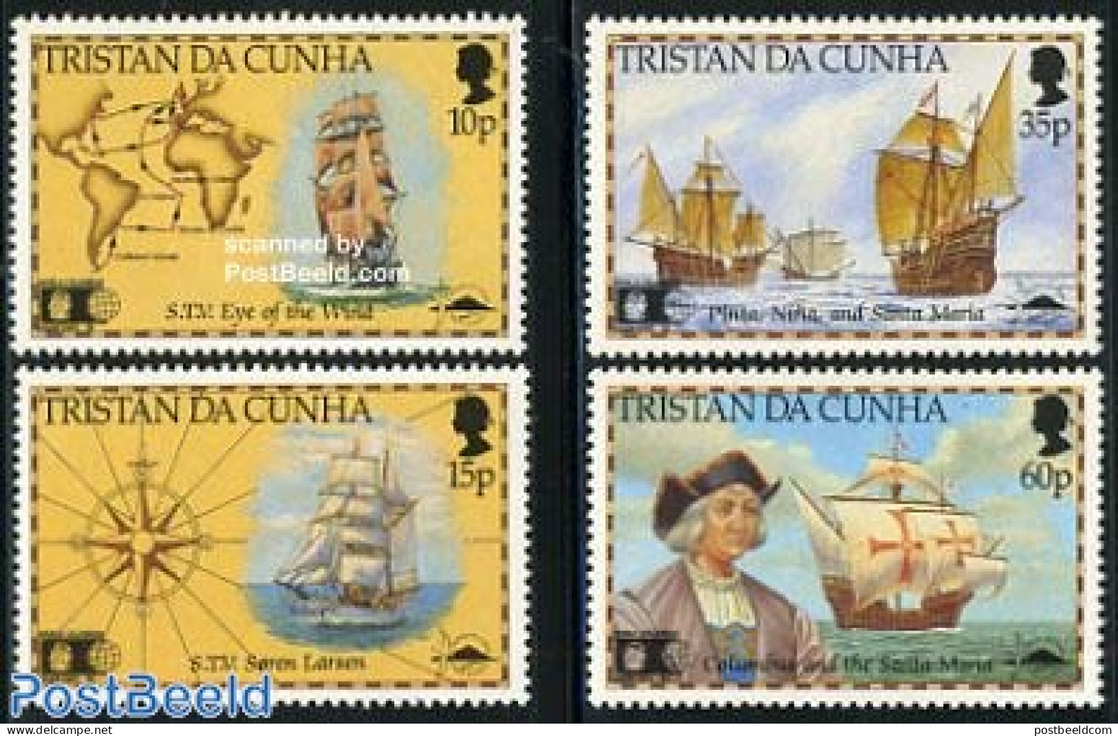 Tristan Da Cunha 1992 World Columbia Stamp Expo 4v, Mint NH, History - Transport - Various - Explorers - Ships And Boa.. - Onderzoekers