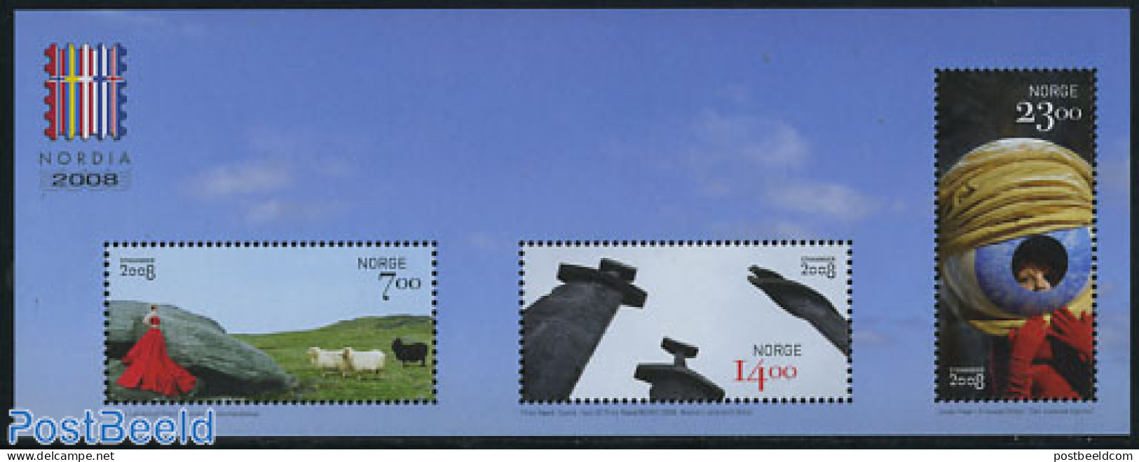 Norway 2008 Nordia 2008 S/s, Mint NH, History - Nature - Europa Hang-on Issues - Cattle - Art - Fashion - Sculpture - Nuovi