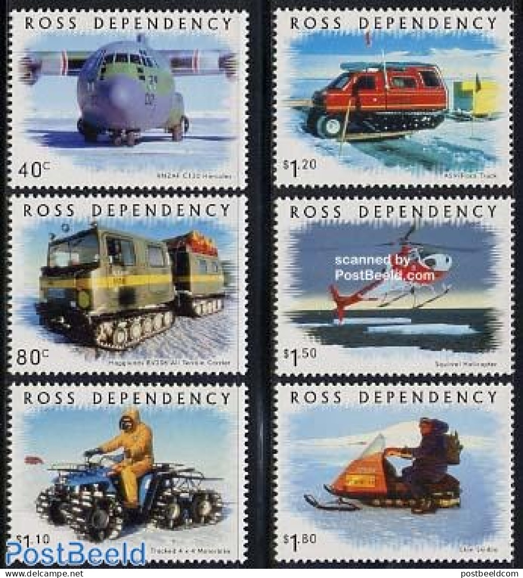 Ross Dependency 2000 Transport On Ice 6v, Mint NH, Science - Transport - The Arctic & Antarctica - Automobiles - Helic.. - Auto's