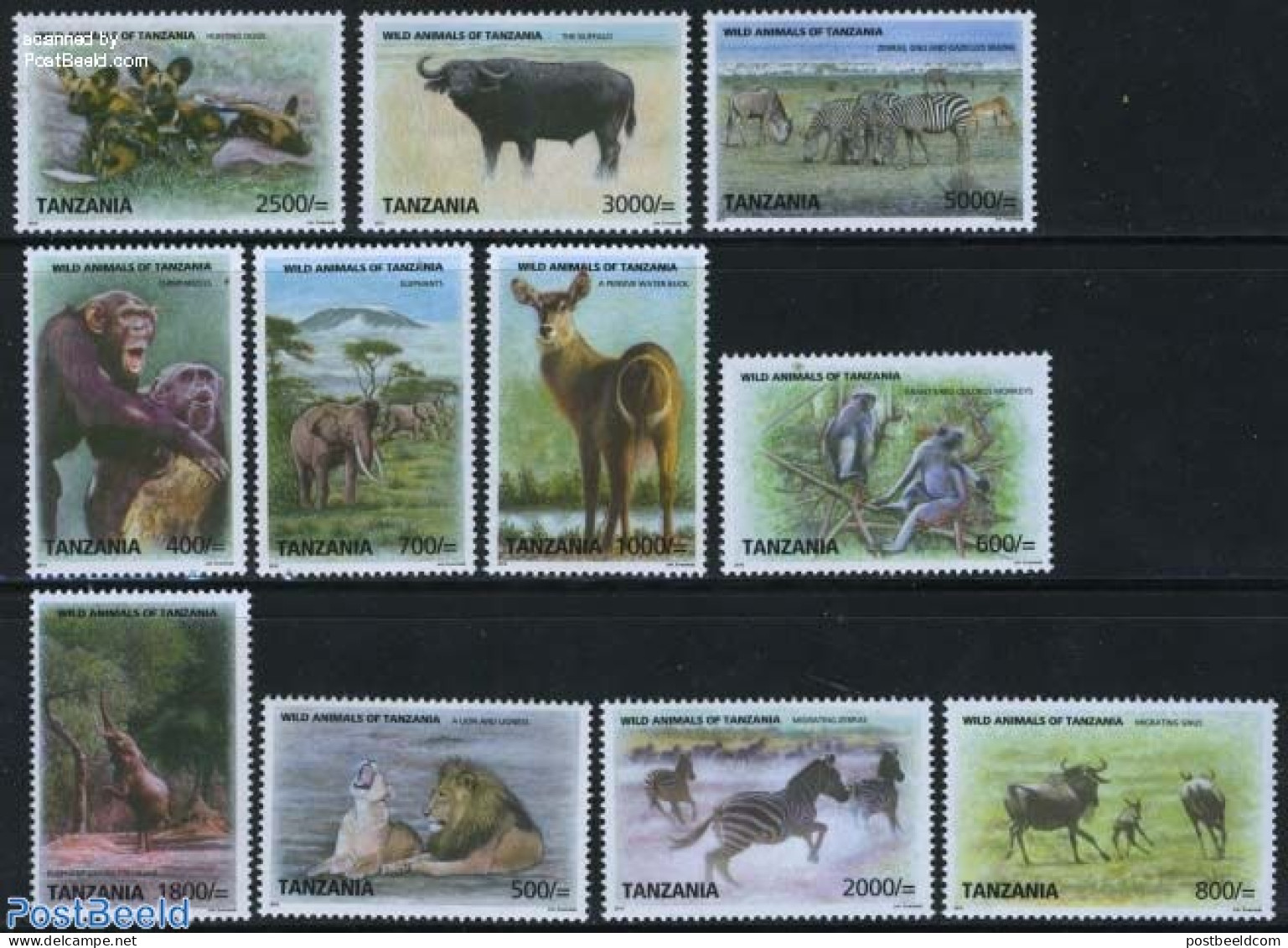 Tanzania 2009 Wild Animals 11v, Mint NH, Nature - Animals (others & Mixed) - Cat Family - Elephants - Monkeys - Zebra - Tanzanie (1964-...)