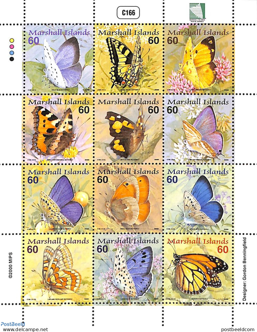 Marshall Islands 2000 Butterflies 12v M/s, Mint NH, Nature - Butterflies - Other & Unclassified