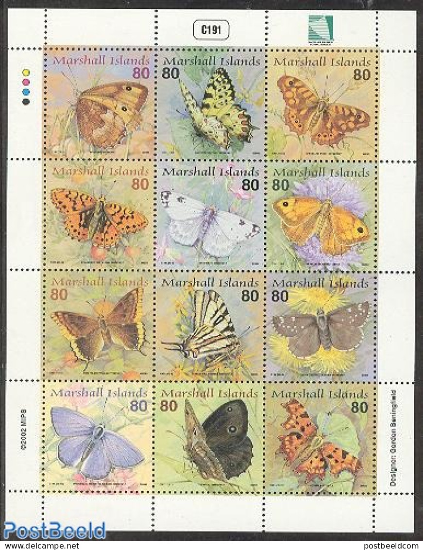 Marshall Islands 2002 Butterflies 12v M/s, Mint NH, Nature - Butterflies - Andere & Zonder Classificatie