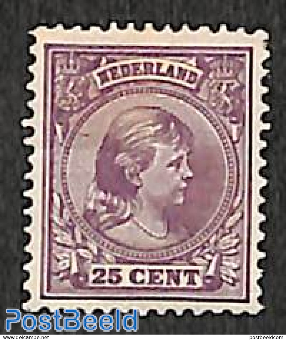 Netherlands 1891 25c, Purple, Stamp Out Of Set, Unused (hinged) - Unused Stamps