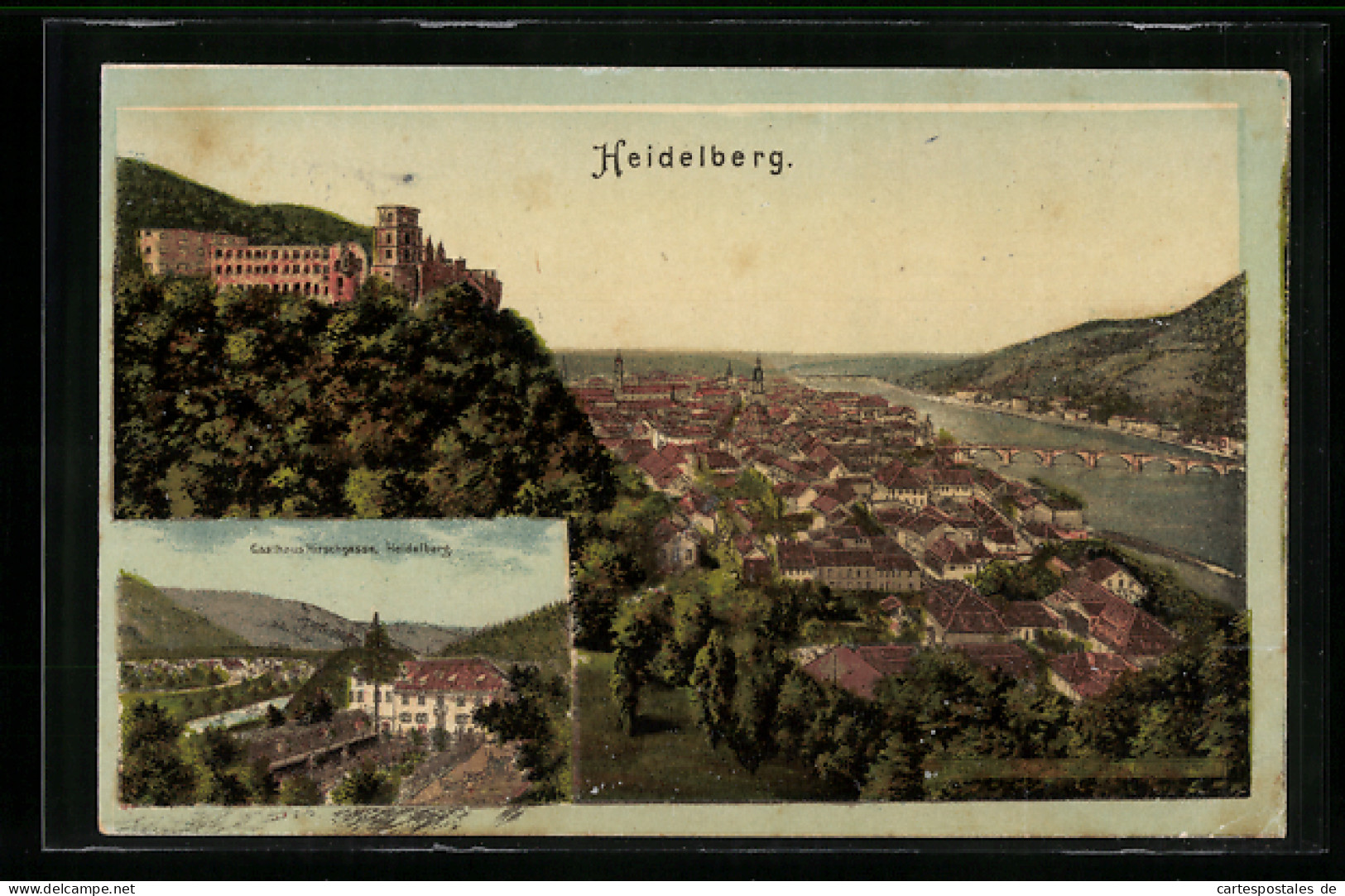 AK Heidelberg / Neckar, Totale Mit Schloss, Gasthaus Hirschgasse  - Heidelberg