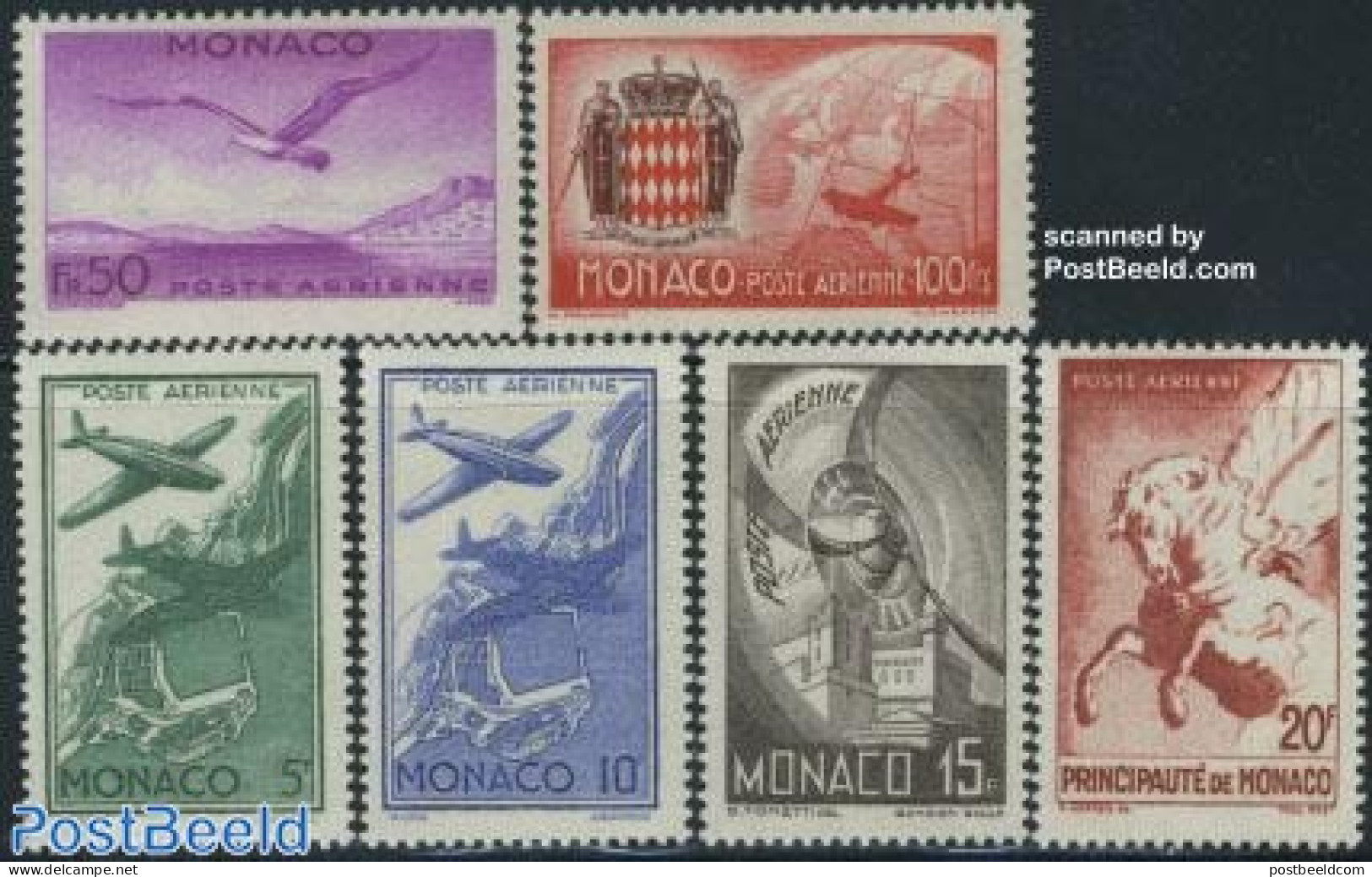 Monaco 1942 Airmail 6v, Mint NH, Nature - Transport - Birds - Aircraft & Aviation - Unused Stamps