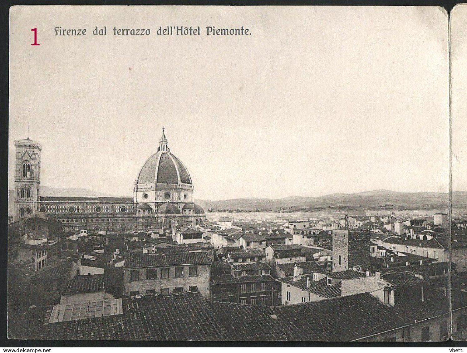 Italia / Italien / Italy: Firenze Dal Terrazzo Dell'Hotel Piemonte  /Carta Panoramica/ - Firenze (Florence)