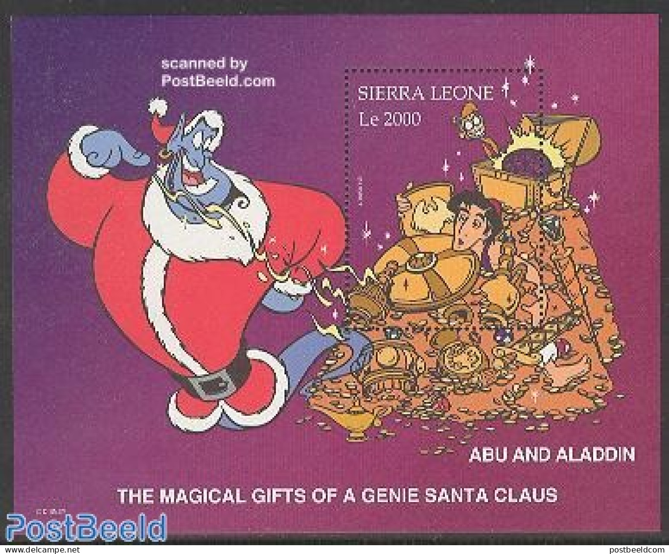 Sierra Leone 1997 Abu & Aladdin S/s, Mint NH, Religion - Christmas - Art - Disney - Noël