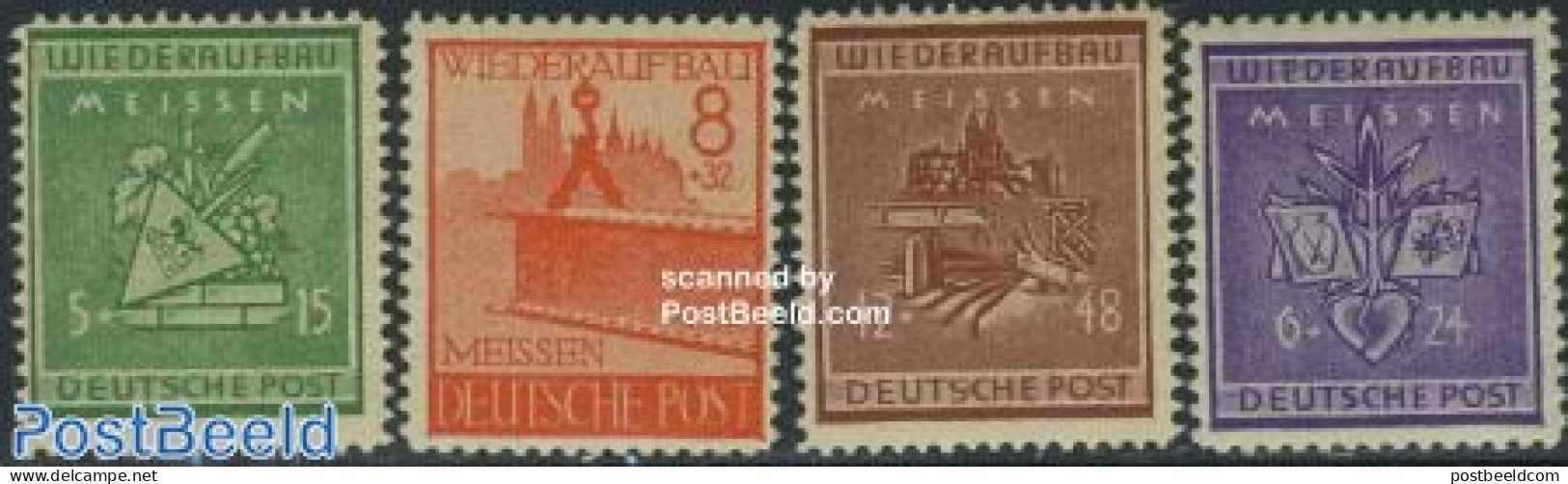 Germany, Local Post 1945 Meissen, Reconstruction 4v, Mint NH - Andere & Zonder Classificatie