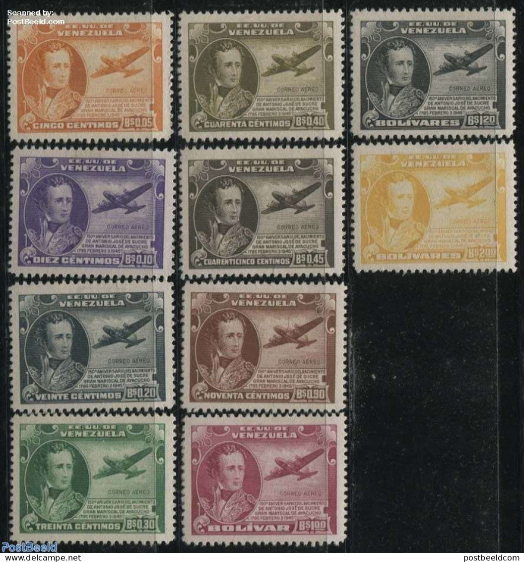 Venezuela 1945 General Sucre 10v, Airmail, Mint NH, Transport - Aircraft & Aviation - Flugzeuge