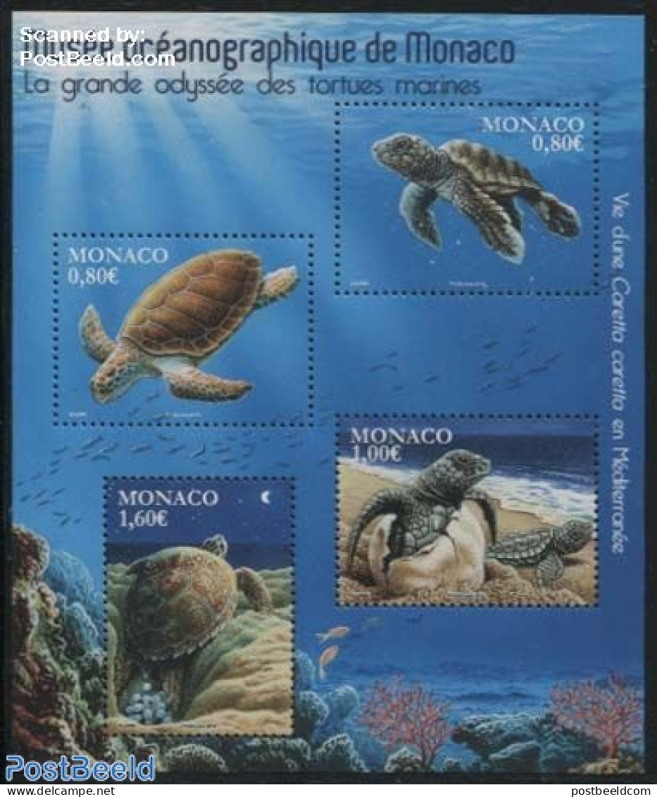 Monaco 2016 Sea Turtles S/s, Mint NH, Nature - Fish - Reptiles - Shells & Crustaceans - Turtles - Art - Museums - Unused Stamps