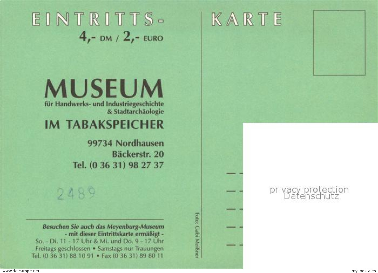 73655542 Nordhausen Thueringen Museum Fuer Handwerks Und Industriegeschichte Und - Nordhausen
