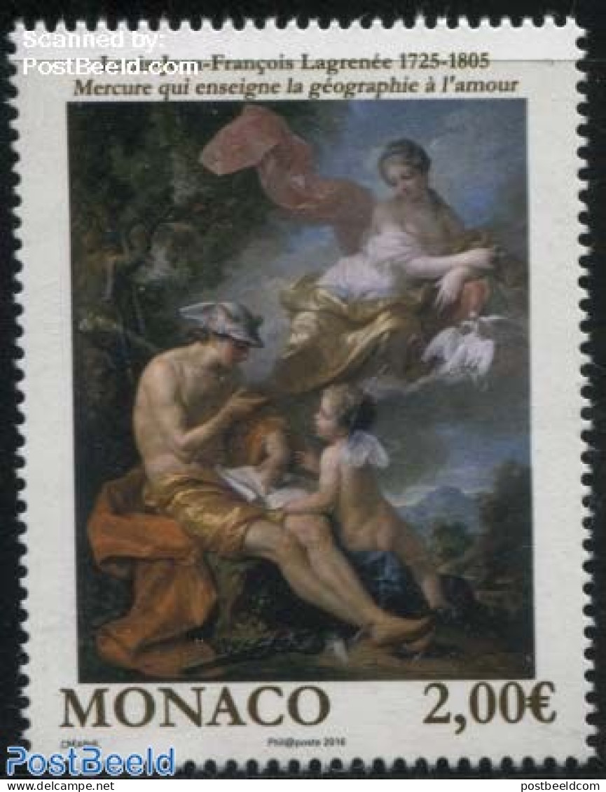 Monaco 2016 Louis-Jean-Francois Lagrenee 1v, Mint NH, Religion - Greek & Roman Gods - Art - Paintings - Nuevos