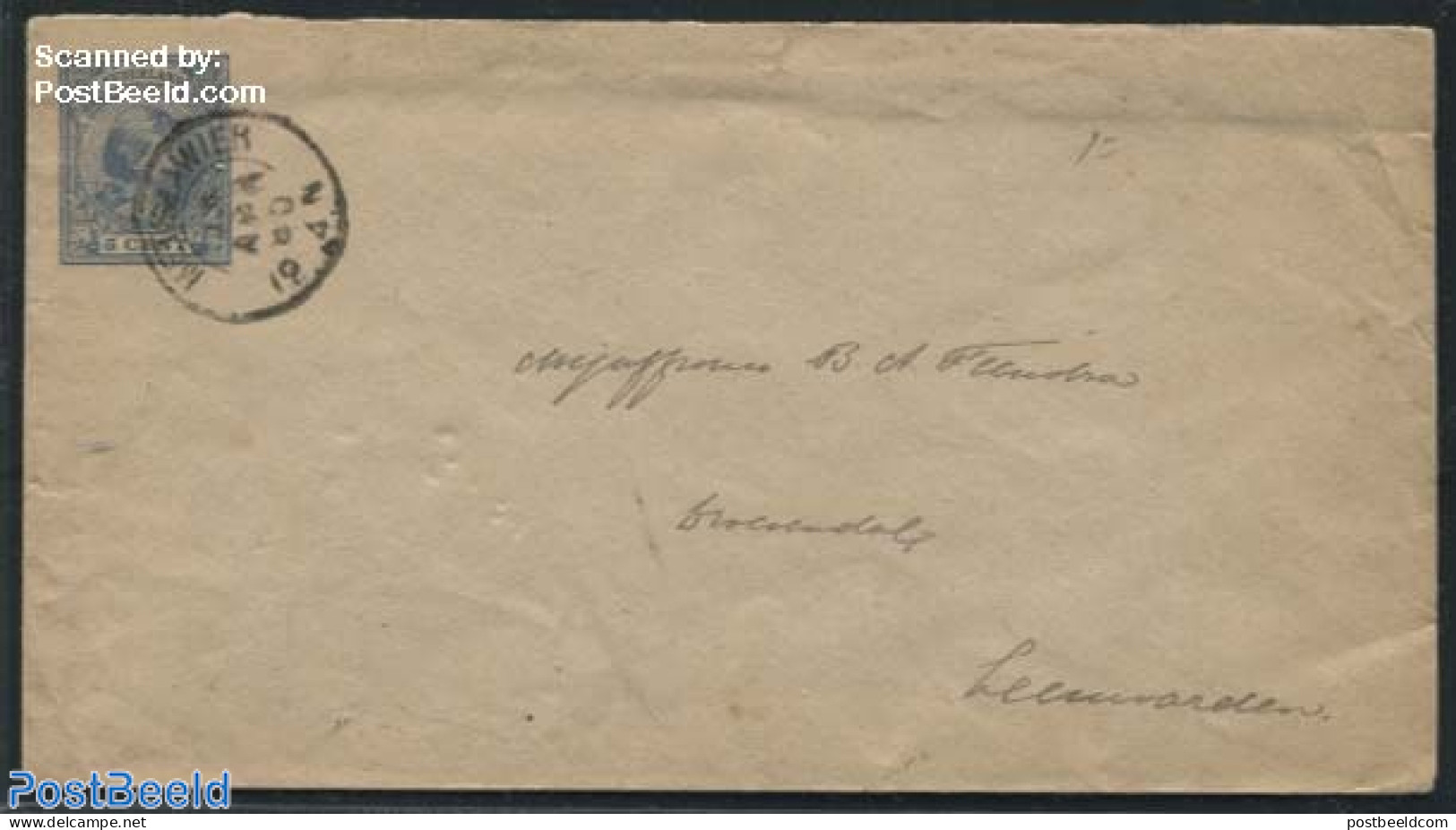 Netherlands, Kleinrond Cancellations 1895 Kleinrond METSLAWIER On Envelope, Postal History - Other & Unclassified