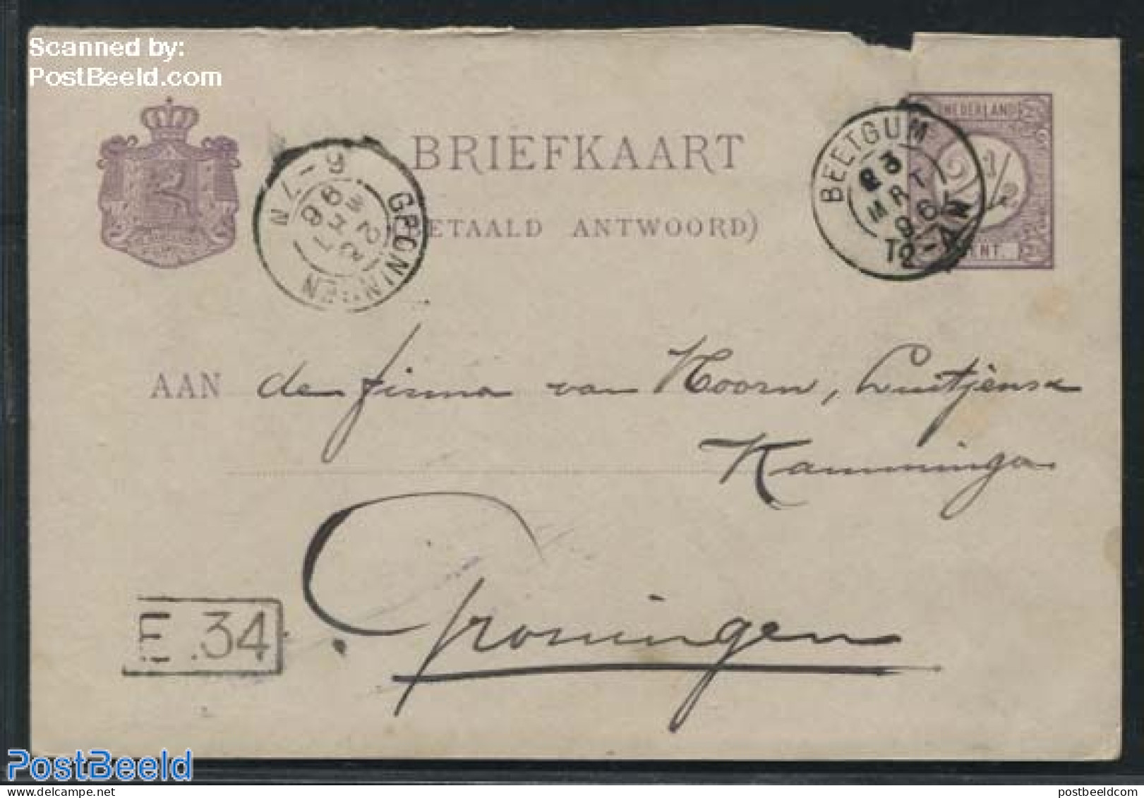 Netherlands, Kleinrond Cancellations 1896 Kleinrond BEETGUM On Postcard, Postal History - Andere & Zonder Classificatie