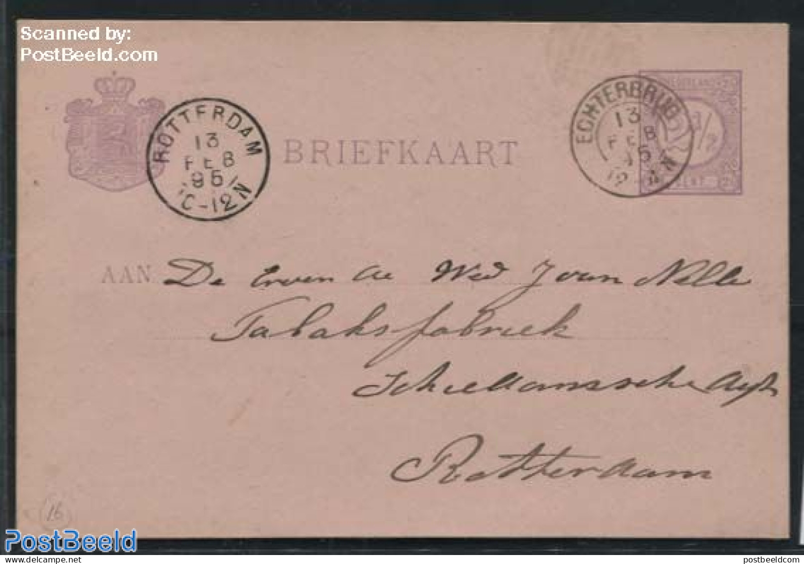 Netherlands, Kleinrond Cancellations 1895 Kleinrond ECHTERBRUG On Postcard, Postal History - Other & Unclassified