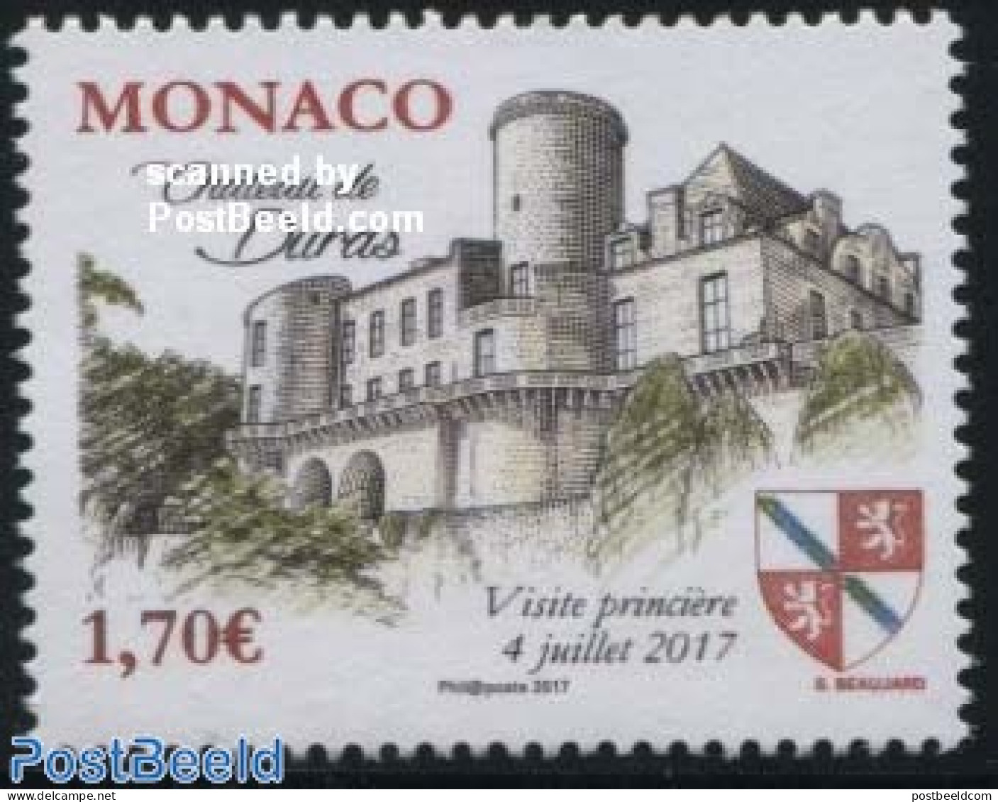 Monaco 2017 Duras Castle 1v, Mint NH, History - Coat Of Arms - Art - Castles & Fortifications - Nuevos