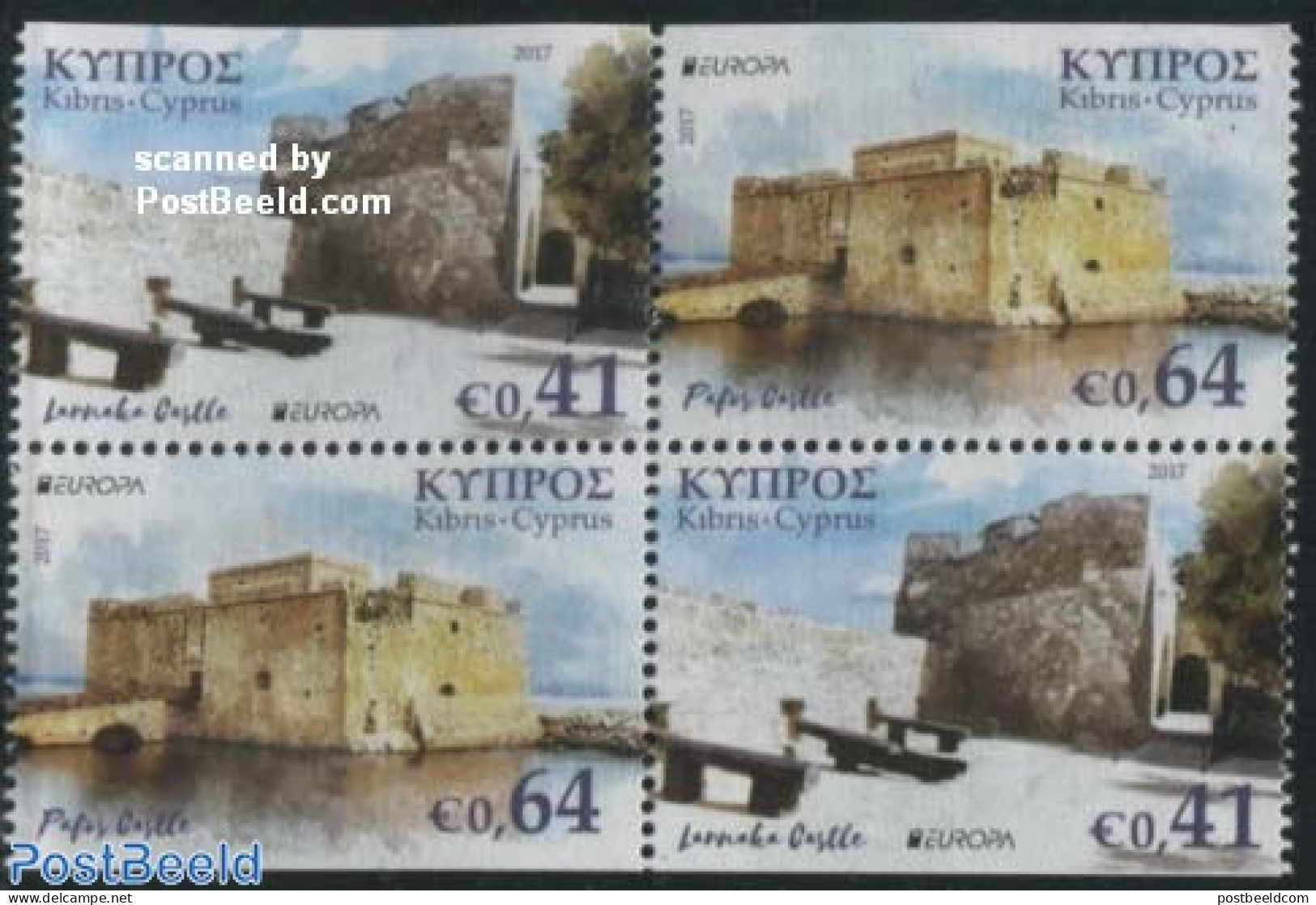 Cyprus 2017 Europa, Castles 4v (from Booklet, Coil), Mint NH, History - Europa (cept) - Art - Castles & Fortifications - Ungebraucht