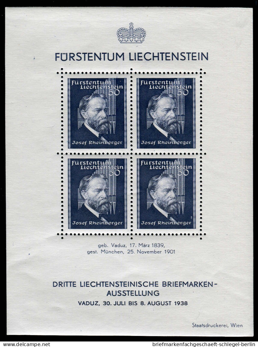 Liechtenstein, 1938, Bl. 3, 5, Postfrisch - Sonstige & Ohne Zuordnung