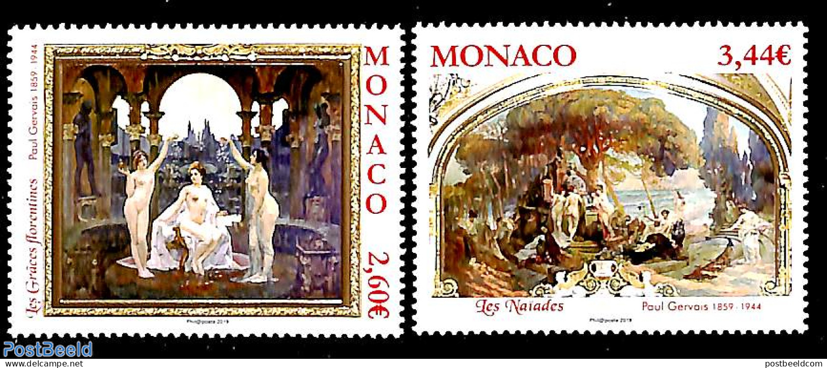 Monaco 2019 Nude Paintings 2v, Mint NH, Art - Nude Paintings - Paintings - Unused Stamps