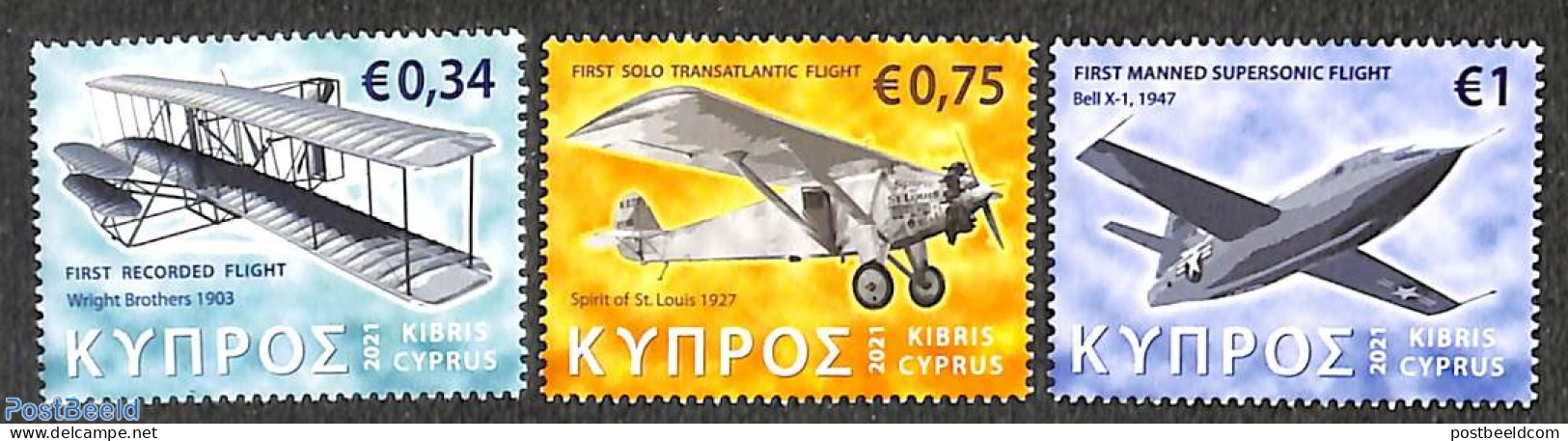 Cyprus 2021 Aeroplanes 3v, Mint NH, Transport - Aircraft & Aviation - Unused Stamps