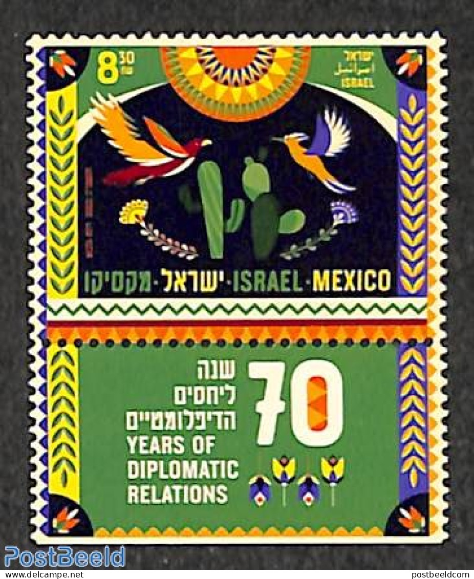 Israel 2022 Diplomatic Relations With Mexico 1v, Mint NH, Nature - Birds - Ungebraucht