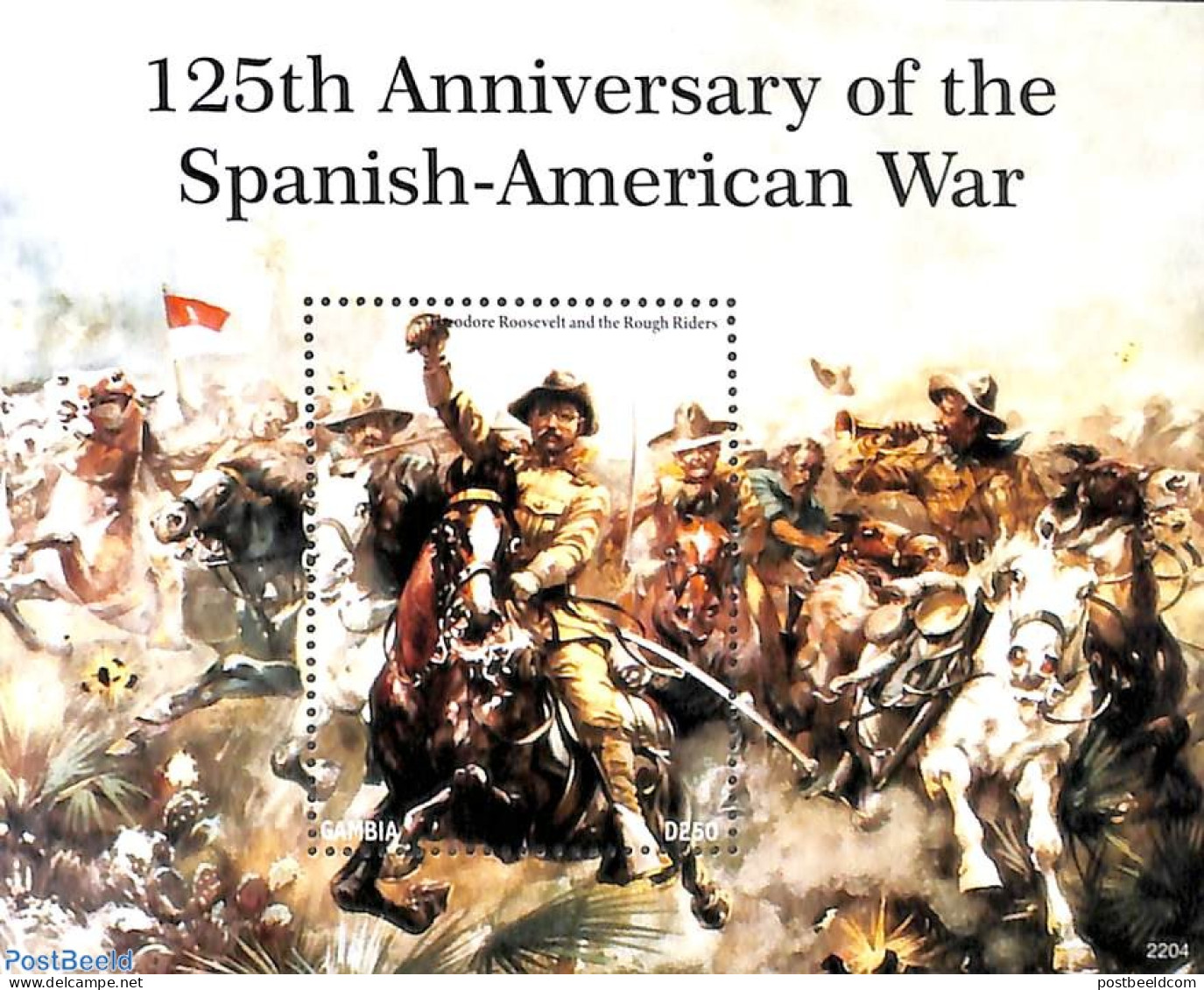 Gambia 2022 Spanish American War S/s, Mint NH, History - Nature - Militarism - Horses - Militaria