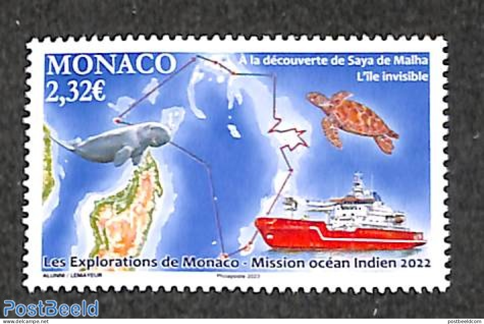 Monaco 2022 Indian Ocean Expedition 1v, Mint NH, Nature - Transport - Various - Reptiles - Sea Mammals - Turtles - Shi.. - Neufs