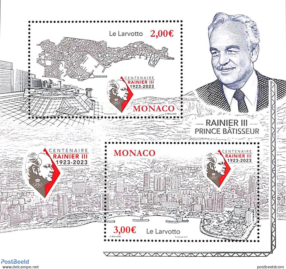 Monaco 2023 Rainier III, Le Larvotto S/s, Mint NH, Various - Maps - Unused Stamps