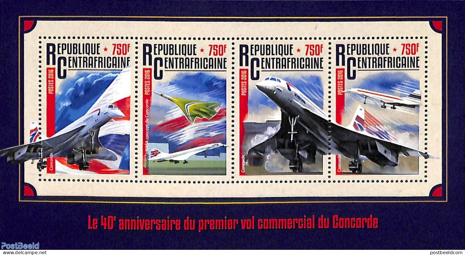 Central Africa 2016 Concorde 4v M/s, Mint NH, Transport - Concorde - Aircraft & Aviation - Concorde
