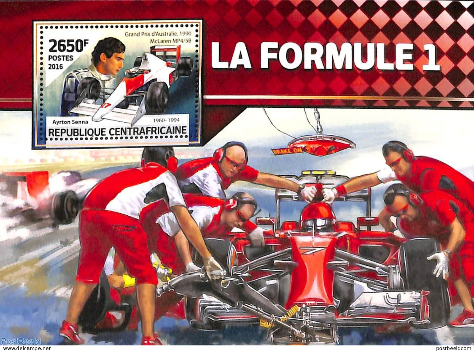 Central Africa 2016 Formula 1 S/s, Mint NH, Sport - Autosports - Centrafricaine (République)