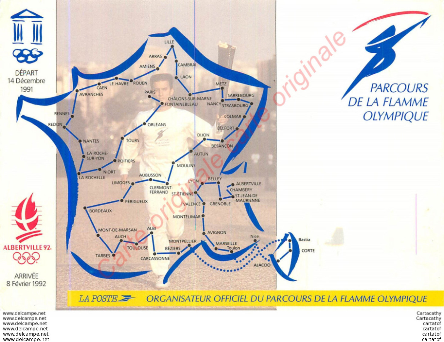 ALBERTVILLE 92 . Jeux Olympiques . Parcours De La Flamme Olympique .  CPA LA POSTE Organisateur Officiel . - Albertville