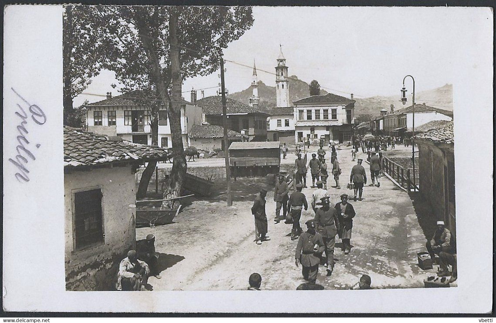 North Macedonia: Prilep, Clock Tower And Carshi Mosque And Soldiers 1920 - Noord-Macedonië