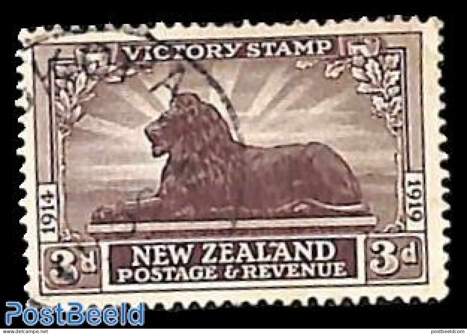 New Zealand 1920 3d, Lion, Used, Used Or CTO, Nature - Cat Family - Gebraucht