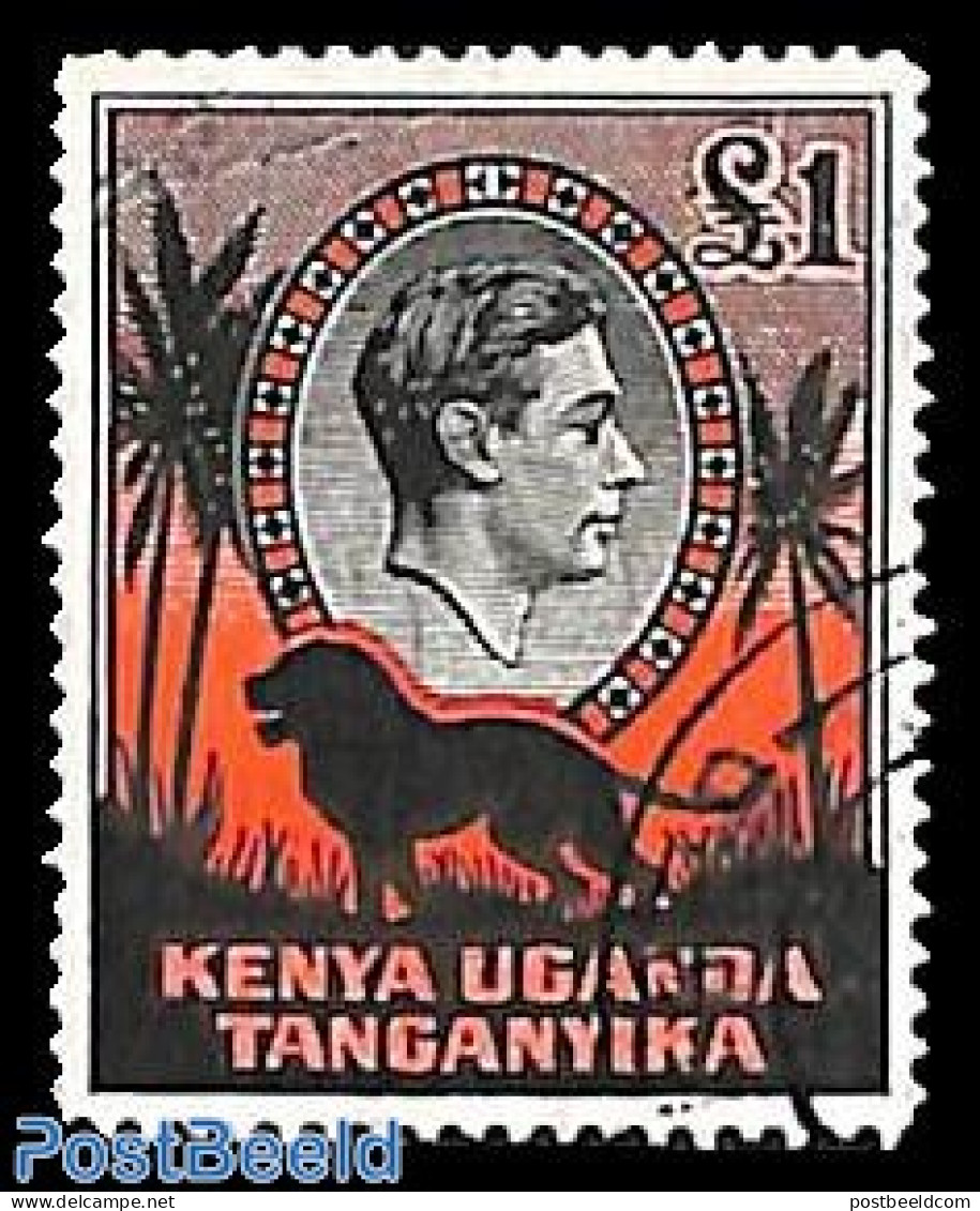 East Africa 1941 1 Pound, Perf. 14, Used, Used Or CTO, Nature - Cat Family - Andere & Zonder Classificatie