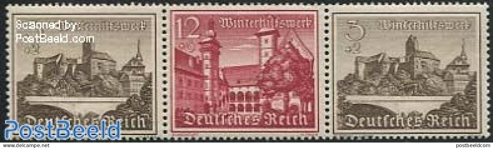 Germany, Empire 1939 3pf+12p+3pf, Strip From Booklet, Mint NH - Neufs