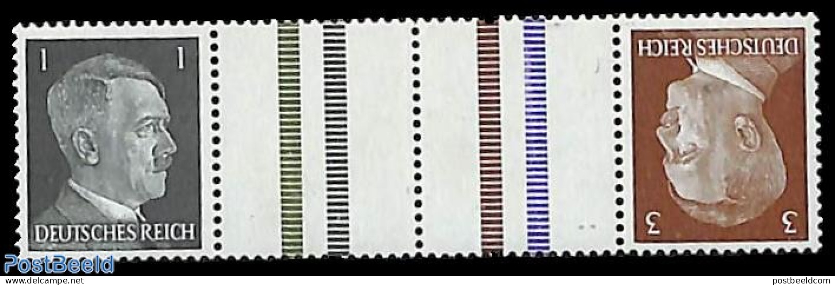 Germany, Empire 1941 1+3pf+2 Tabs Tete Beche Pair, Mint NH - Ungebraucht