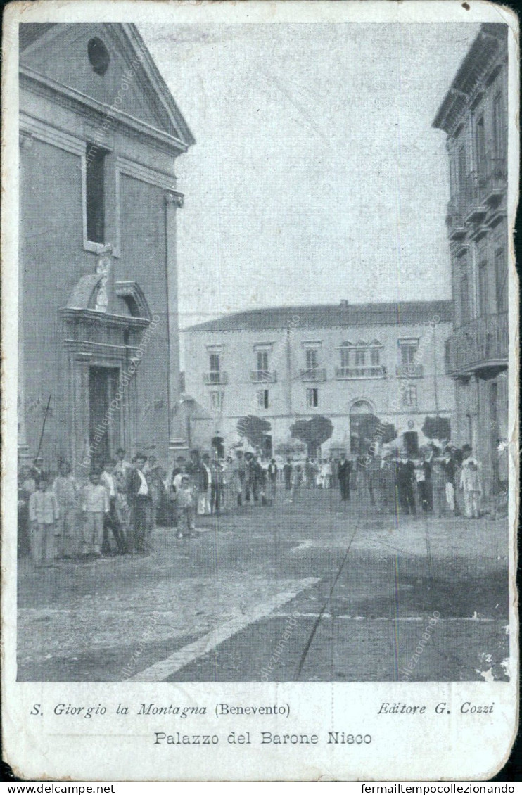 V787 Cartolina S.giorgio La Montagna Palazzo Del Barone Niaco Benevento 1913 - Benevento