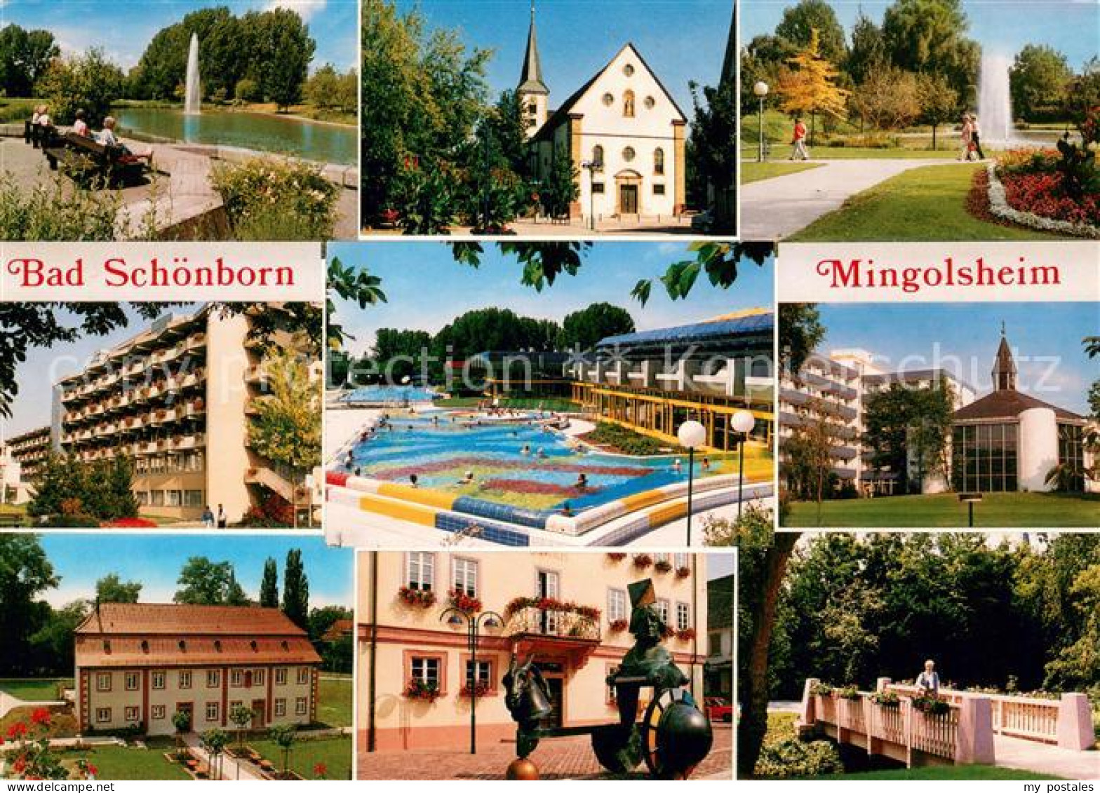 73655177 Mingolsheim Teilansichten Parkanlage Kirche Schloss Denkmal Freibad Min - Bad Schönborn