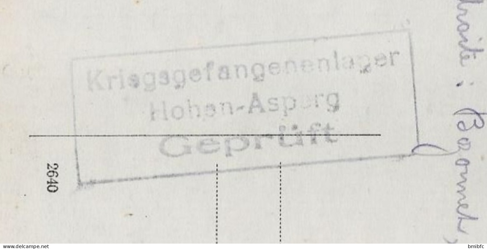 Au Dos Tampon Encore Déchiffrable Kriegsgefangenensendung    Hohen-Asperg - Geprüft - Personen