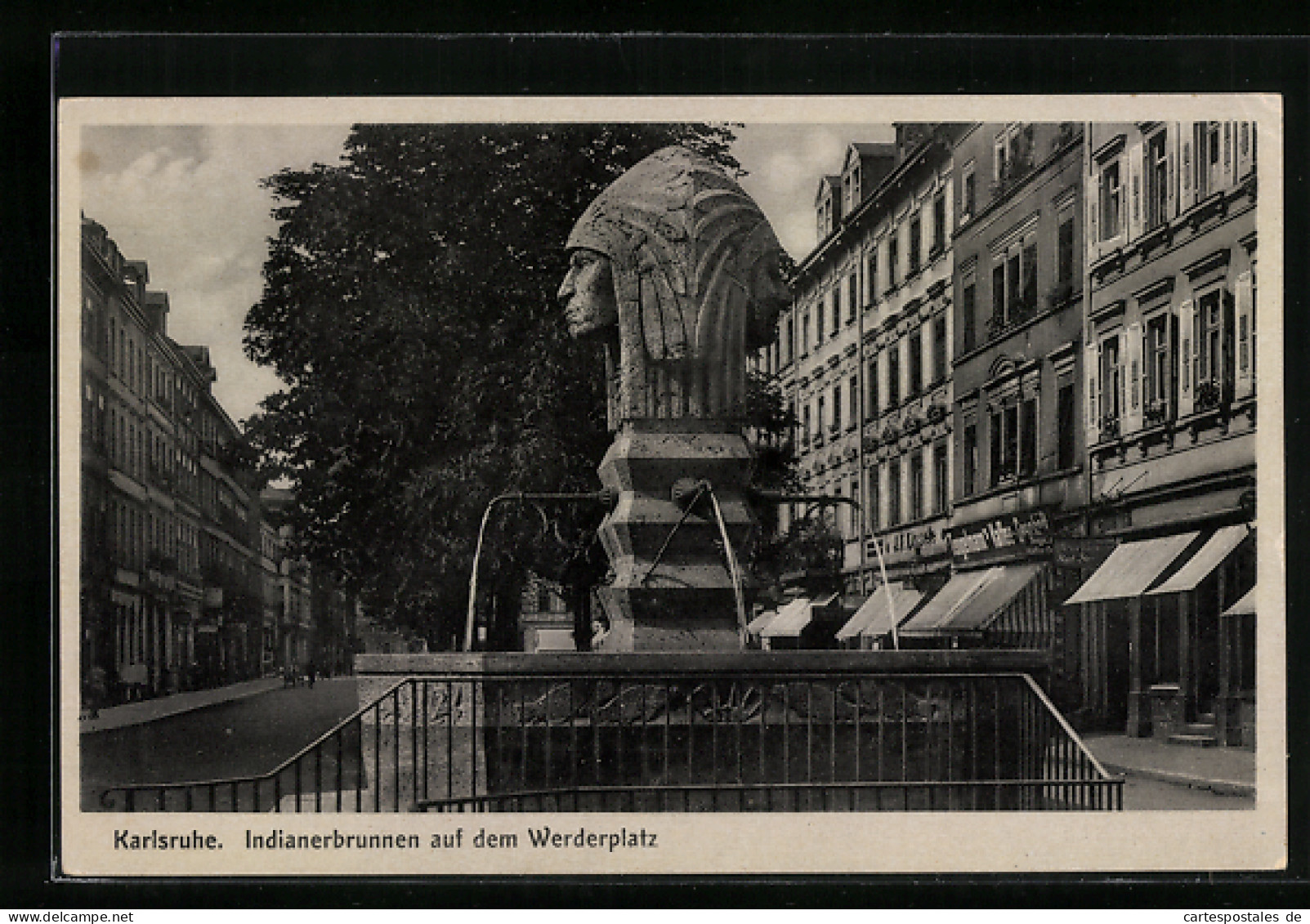 AK Karlsruhe, Indianerbrunnen Auf Dem Werderplatz  - Karlsruhe