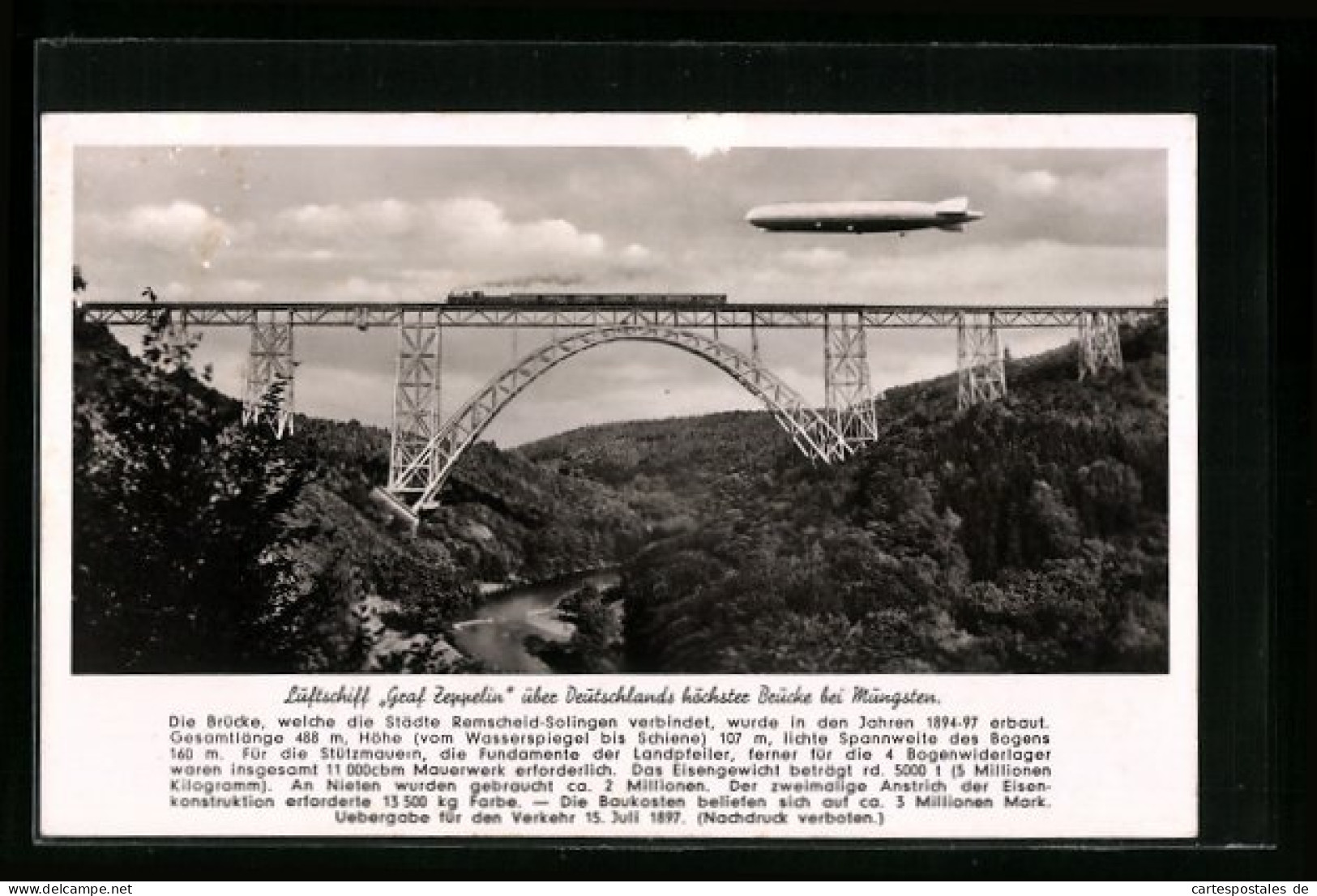AK Luftschiff Graf Zeppelin über Deutschlands Höchster Brücke Bei Müngsten  - Aeronaves
