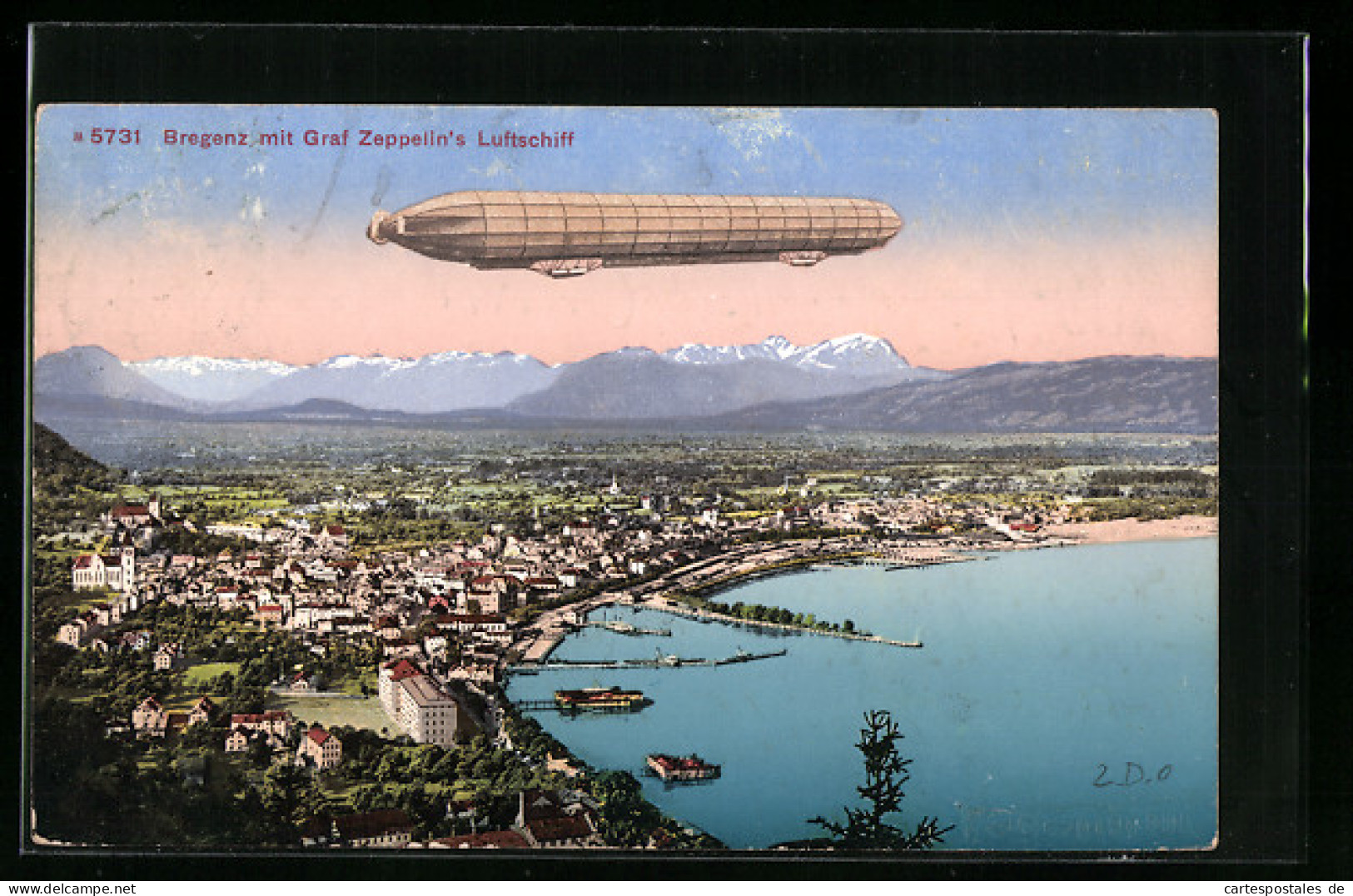 AK Bregenz, Totale Mit Graf Zeppelin's Luftschiff  - Other & Unclassified