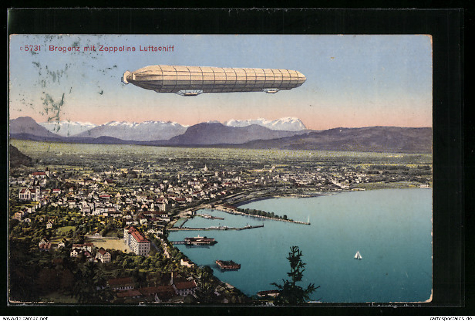AK Bregenz, Zeppelin Passiert Die Stadt  - Aeronaves