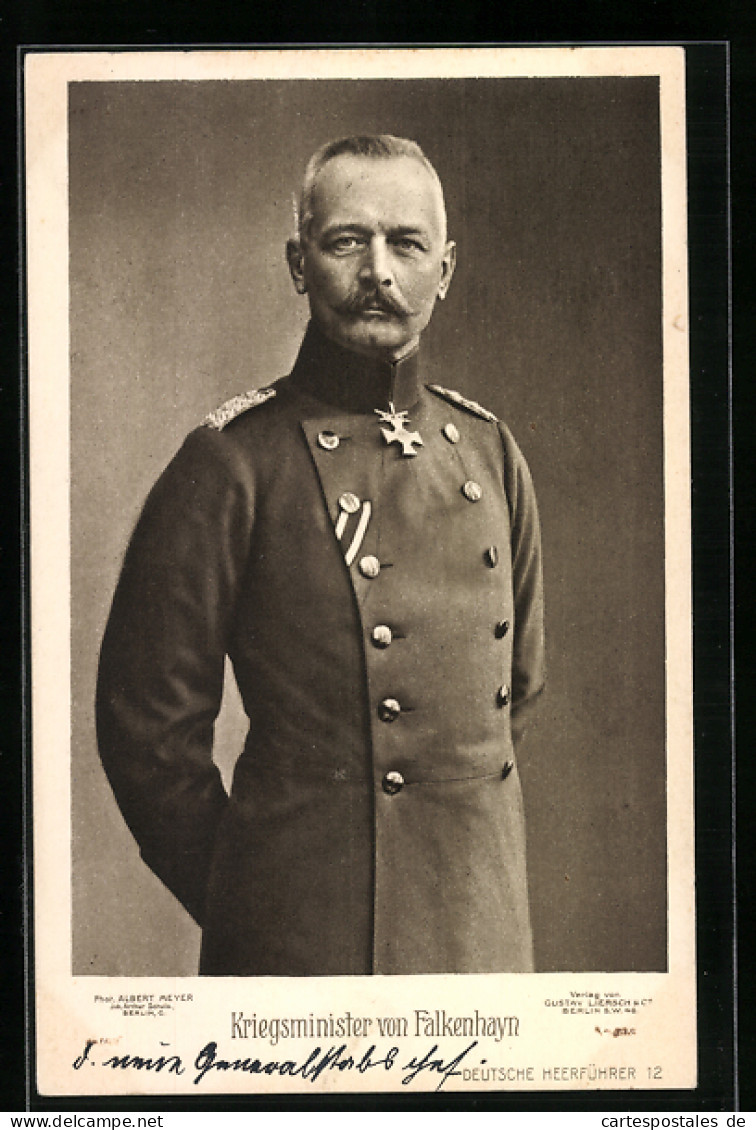 AK Kriegsminister Von Falkenhayn In Uniform Mit Orden  - Weltkrieg 1914-18