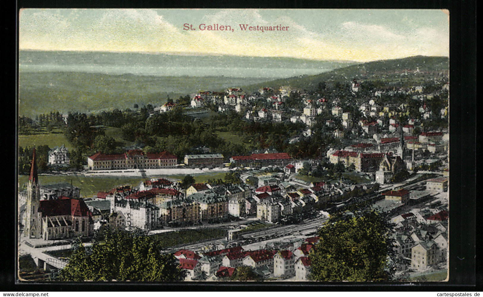 AK St. Gallen, Westquartier Aus Der Vogelschau  - Sankt Gallen