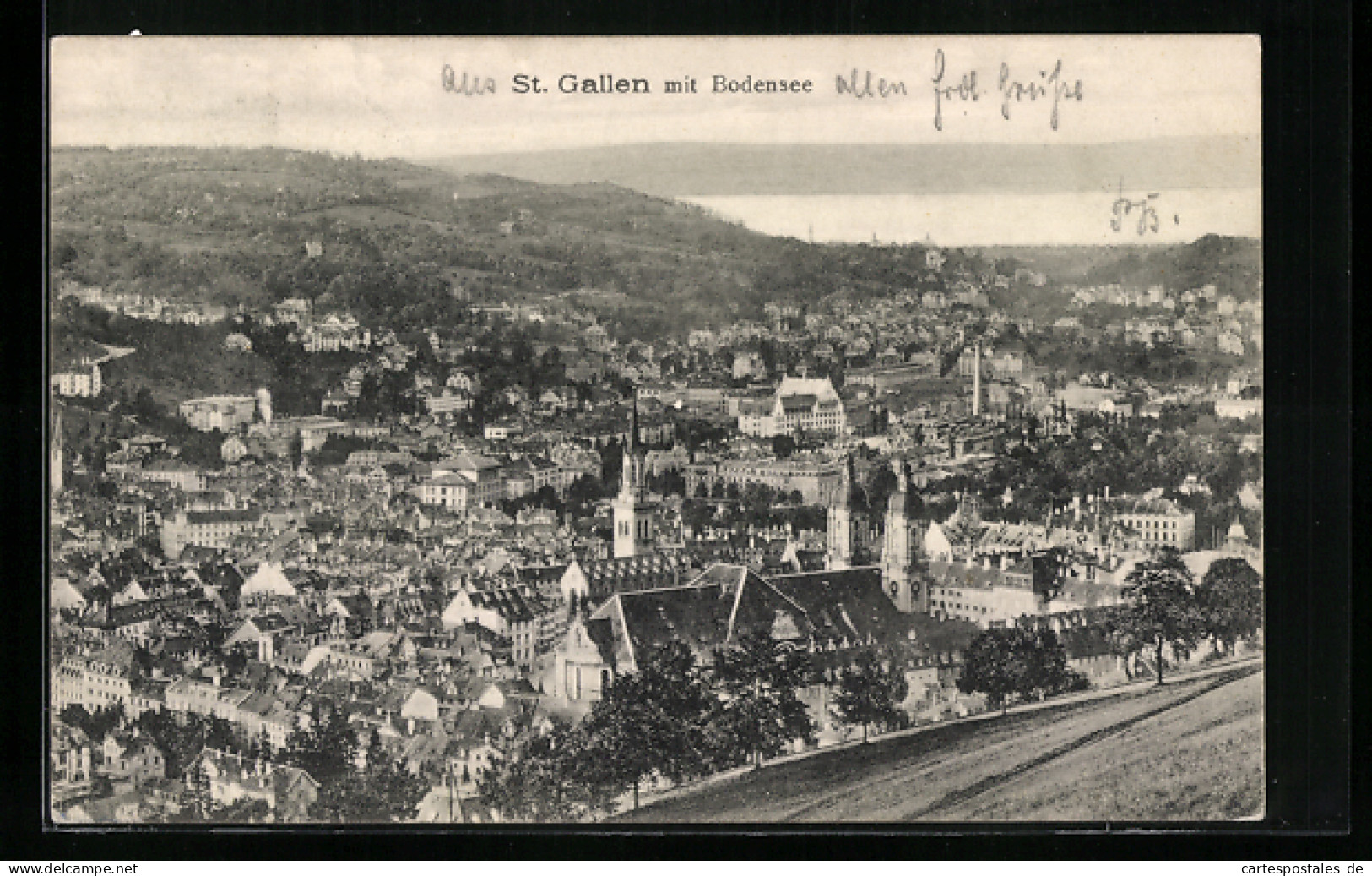 AK St. Gallen, Panorama Mit Bodensee  - Saint-Gall