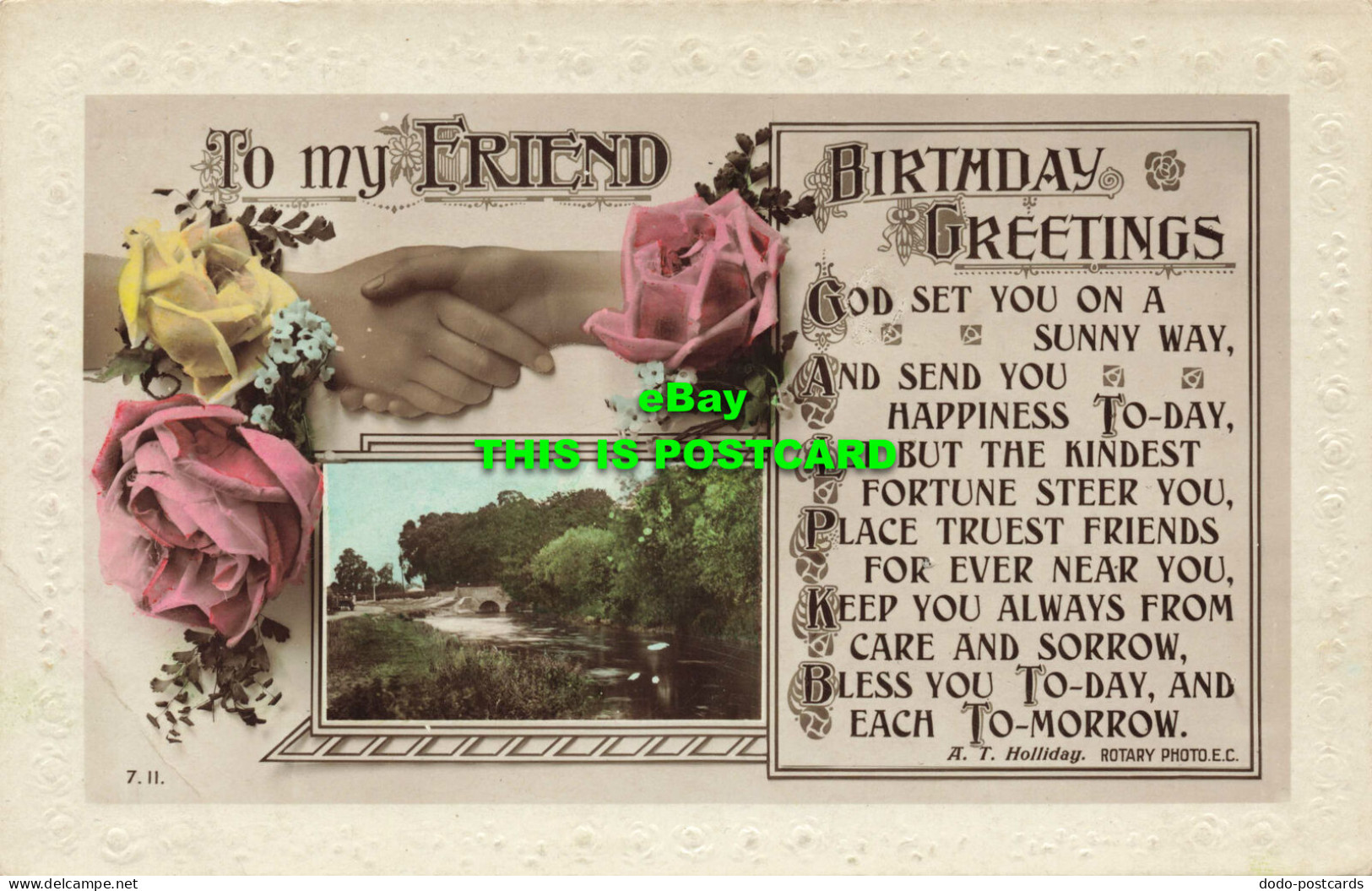 R569108 To My Friend. Birthday Greetings. God Set You On A Sunny Way. 7. 11. A. - World