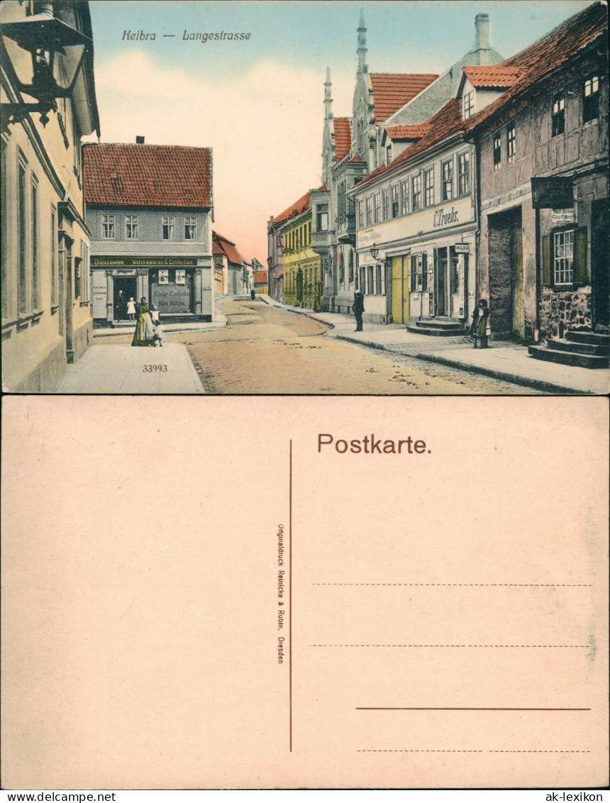 Ansichtskarte Kelbra (Kyffhäuser) Langestrasse, Geschäfte Harz 1909 - Kyffhaeuser