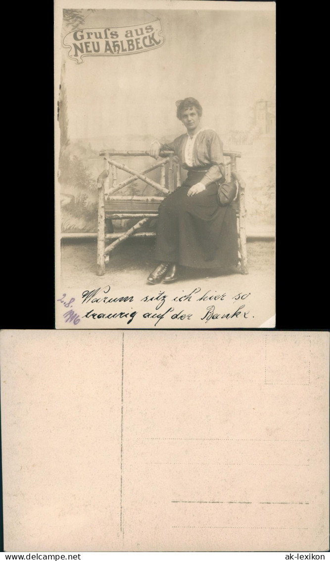 Ansichtskarte  Gruss Aus Neu Ahlbeck Frau Auf Birkenbank 1909 - Personnages